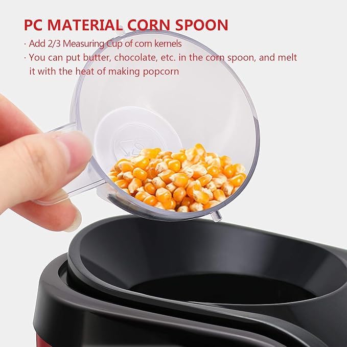 Hot Air Popper, Electric Popcorn Maker Machine with 1200W, No oil needed, Healthy and Delicious Snack for Kids, Adults.Great for Holding Parties in Home