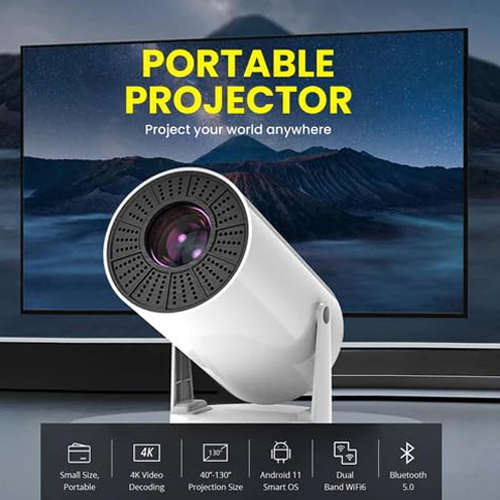 Cylinder projector,Mini Projector,HY300 Portable Mini Projector, 4K 1080P Full HD Projector, Rotatable ,Keystone (Netflix,youtube), 4000 Lumens,Screen Mirroring, Rotatable Design, 3W Speaker
