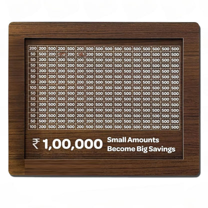Wooden Money Saving Box | Cash Saver Money Box with Counting Target | ₹1,00,000 Savings Challenge Piggy Bank | Coin & Cash Bank for Boys, Girls and Adult | Durable & Eco-Friendly