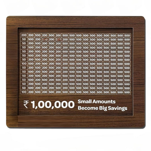 Wooden Money Saving Box | Cash Saver Money Box with Counting Target | ₹1,00,000 Savings Challenge Piggy Bank | Coin & Cash Bank for Boys, Girls and Adult | Durable & Eco-Friendly