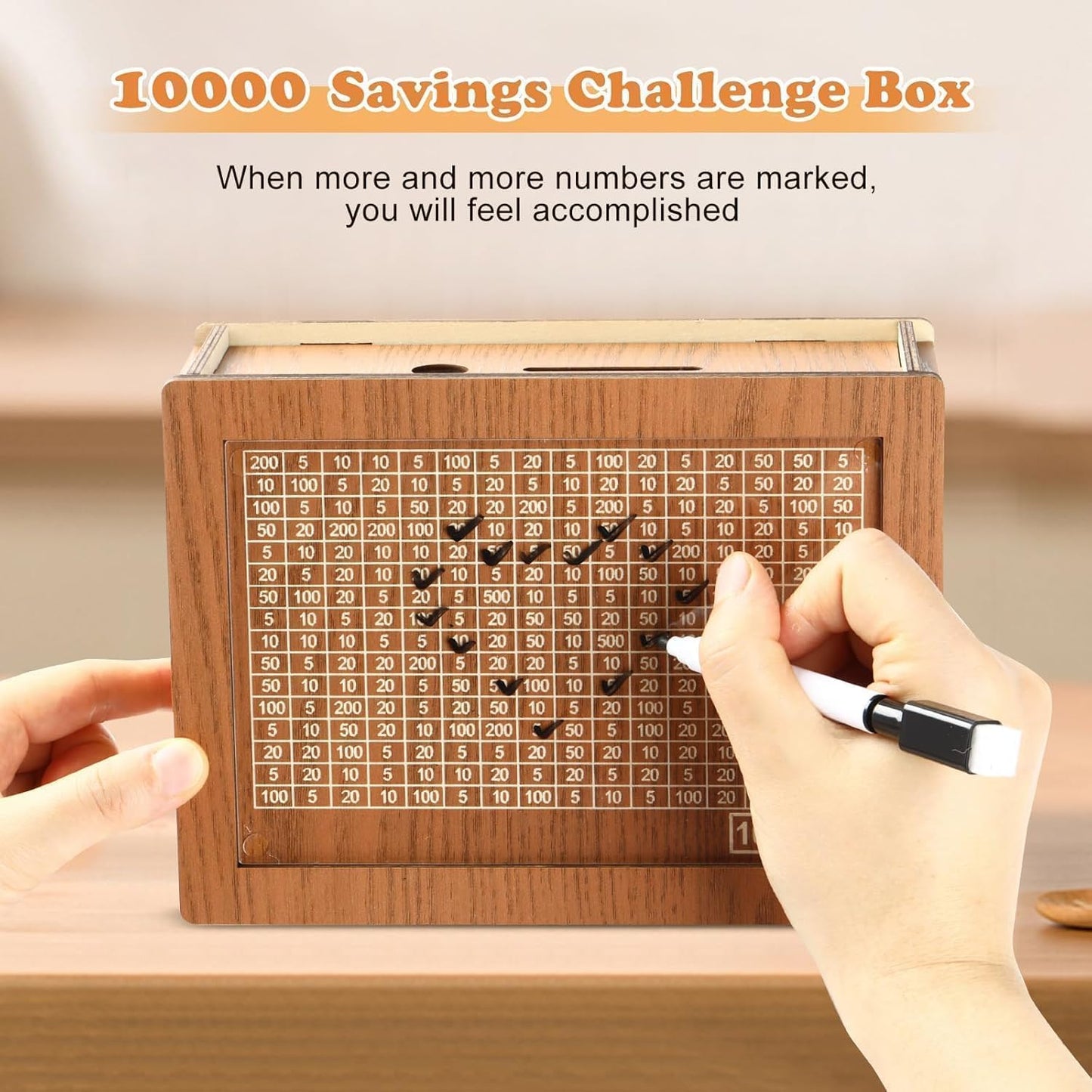 Wooden Money Saving Box | Cash Saver Money Box with Counting Target | ₹1,00,000 Savings Challenge Piggy Bank | Coin & Cash Bank for Boys, Girls and Adult | Durable & Eco-Friendly