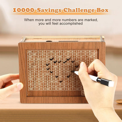 Wooden Money Saving Box | Cash Saver Money Box with Counting Target | ₹1,00,000 Savings Challenge Piggy Bank | Coin & Cash Bank for Boys, Girls and Adult | Durable & Eco-Friendly